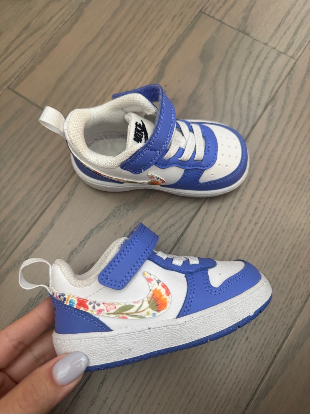 Nike Toddlers 1-4 Court Borough Low Sneakers Saphire Floral Swoosh Bloom